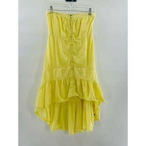 Oneill Womens Hi Lo Maxi Dress Yellow Ruffle Hem S